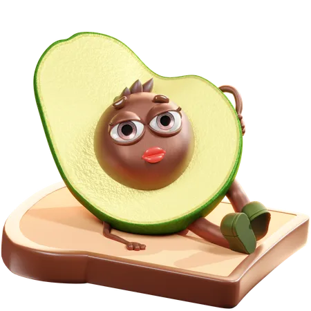 Avocado With Toast  3D Illustration