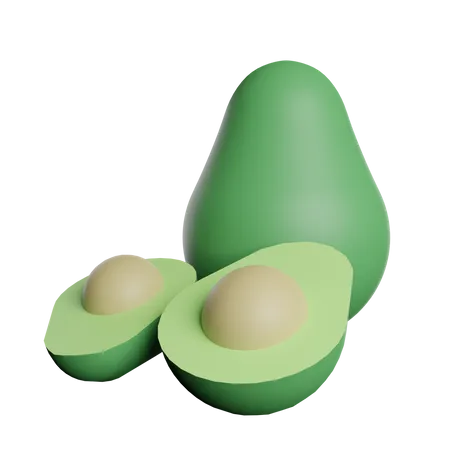 Avocat Vert Aux Fruits Frais 3D Illustration