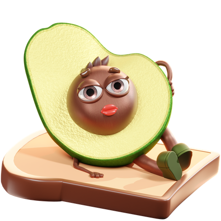 Avocat avec pain grillé  3D Illustration