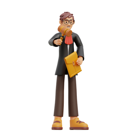 Avocat portant le marteau du juge  3D Icon