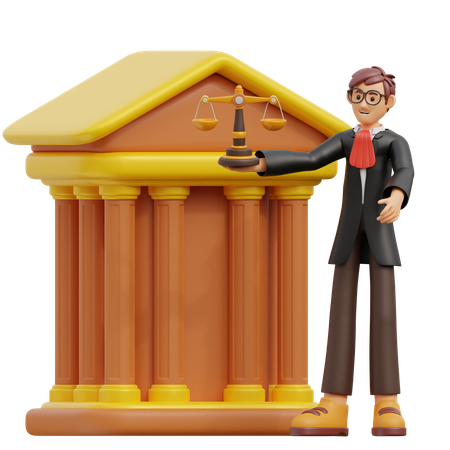 Avocat se dirigeant vers le palais de justice  3D Icon