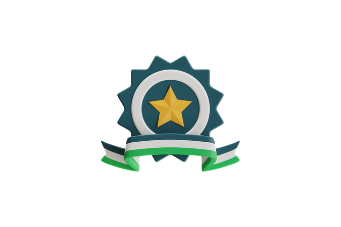 Award Badge With Star Emblem  3D Icon