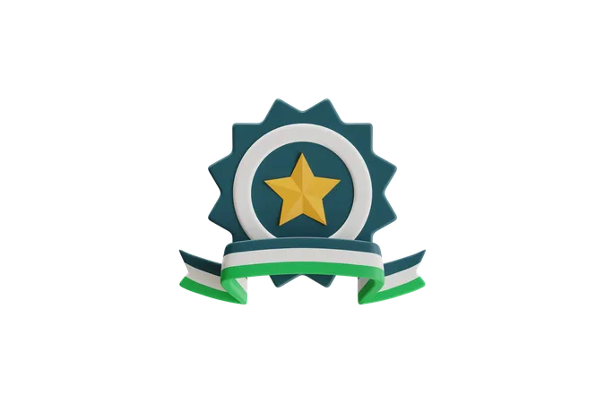 Award Badge With Star Emblem  3D Icon