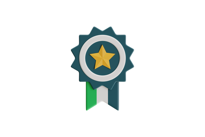 Award Ribbon With Star  3D Icon