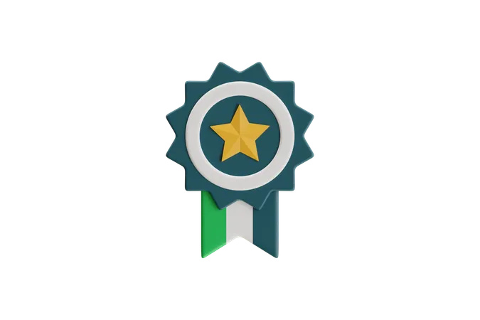 Award Ribbon With Star  3D Icon