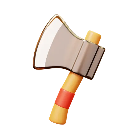 Cute Cartoon 3 D Axe In Outdoor Camping Manual Tool For Chop Wood Ax Steel Build Cut Equipment 3D Icon