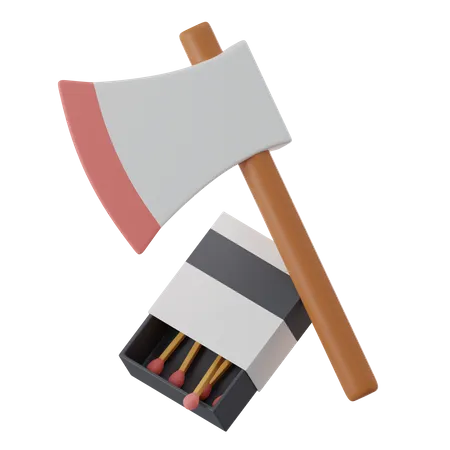 Axe And Match Box  3D Icon