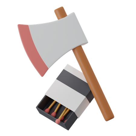 Axe And Match Box  3D Icon