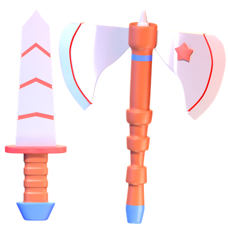 Axe And Sword  3D Icon