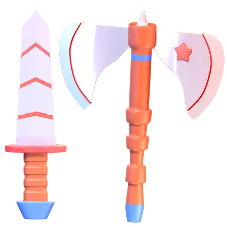 Axe And Sword  3D Icon