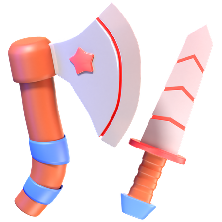 Axe And Sword  3D Icon
