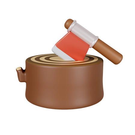 Axe And Wood  3D Icon