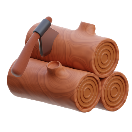 Axe And Woodpile  3D Icon