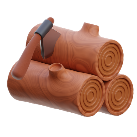 Axe And Woodpile  3D Icon