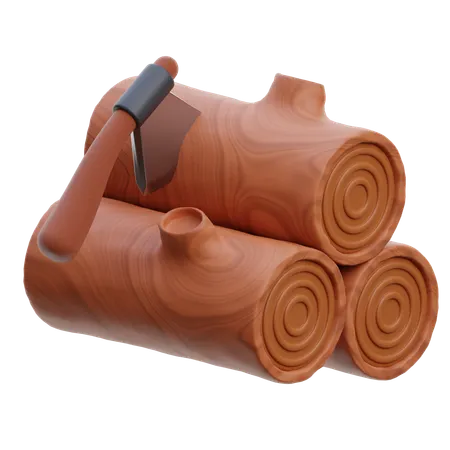 Axe And Woodpile  3D Icon