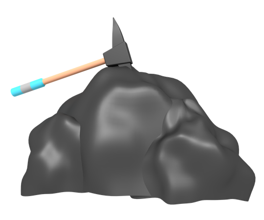 Axe digging rock  3D Icon