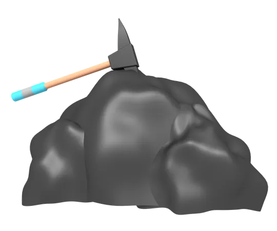 Axe digging rock  3D Icon