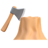 axe on wood 3d logo