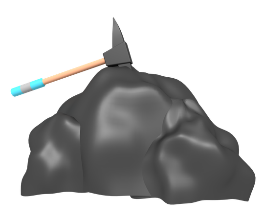 Axt gräbt Felsen  3D Icon