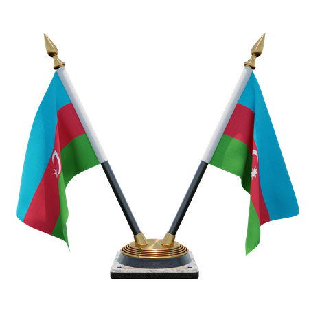 Azerbaijan Double Desk Flag Stand  3D Flag