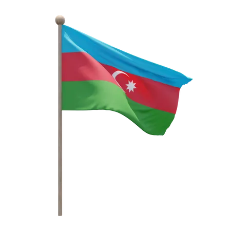 Azerbaijan Flag Pole  3D Flag