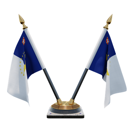 Azores Double (V) Desk Flag Stand  3D Icon