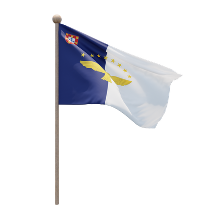 Azores Flag Pole  3D Flag