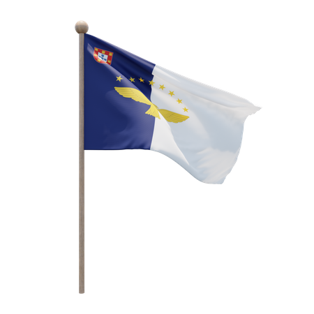 Azores Flag Pole  3D Illustration