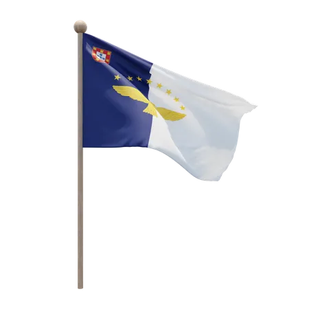 Azores Flag Pole  3D Flag