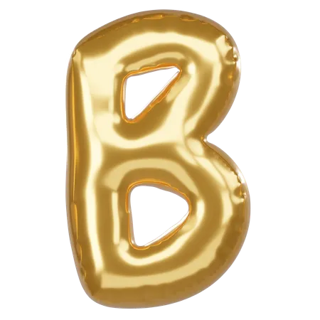 B Alphabet 3 D Illustration In Golden Balloon Style 3D Icon