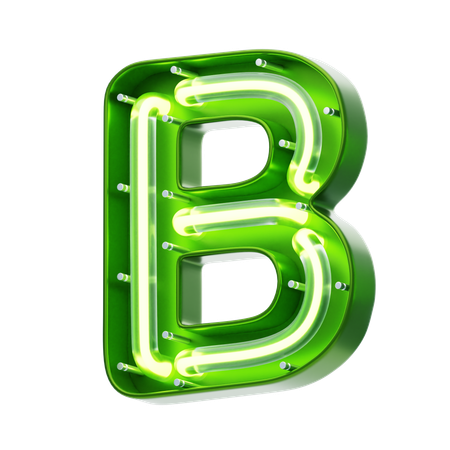 B Letter Shape Neon Text  3D Icon