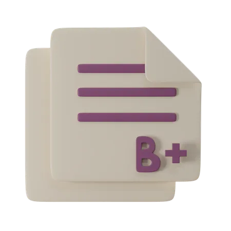 B Plus Grade  3D Icon