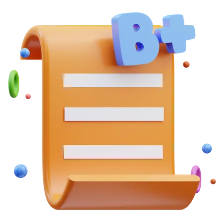 B Plus Grade  3D Icon