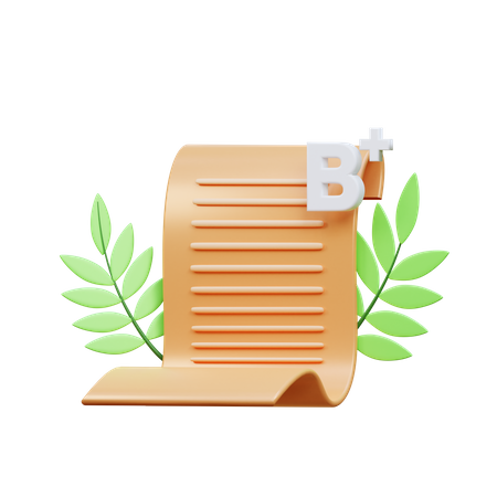 B Plus Grade Result  3D Icon