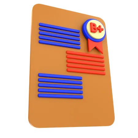 B Plus Result  3D Icon