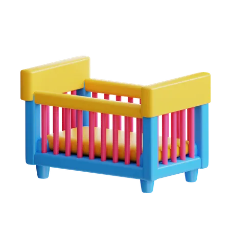 3 D Baby Crib Icon 3D Icon