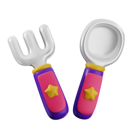 赤ちゃんのフォークとスプーン  3D Icon