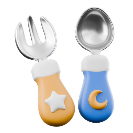 Baby Fork And Spoon  3D Icon