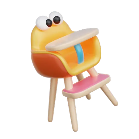 3 D Baby High Chair Cute Baby Elements 3 D Rendering 3D Icon