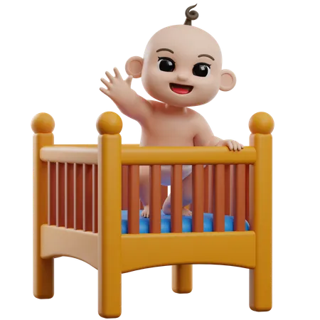 Baby In Crib  3D Illustration