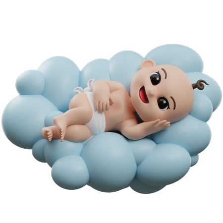 Baby Lying On Cloud  3D Illustration