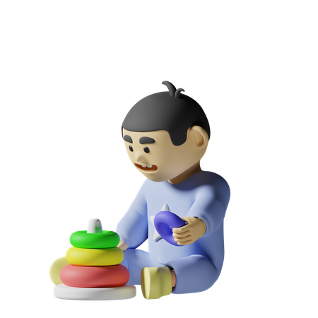 Baby playing  3D Illustration