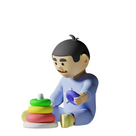 Baby playing  3D Illustration