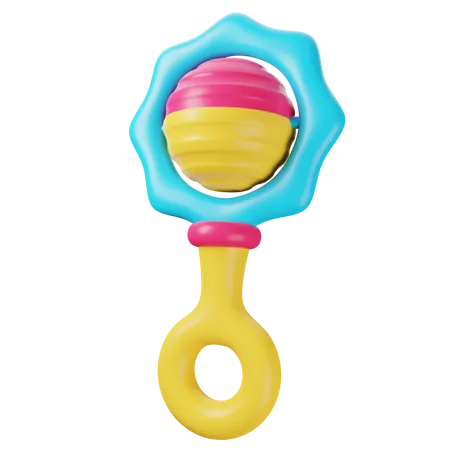 Stylized Baby Rattle 3 D Illustration 3D Icon