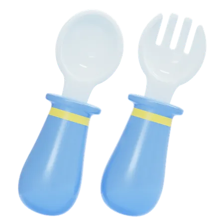 Baby spoon and fork  3D Icon