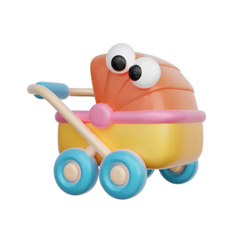3 D Baby Stroller Cute Baby Elements 3 D Rendering 3D Icon