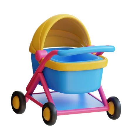 3 D Baby Stroller Icon 3D Icon