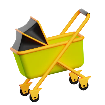 3 D Illustration Of A Baby Stroller 3D Icon