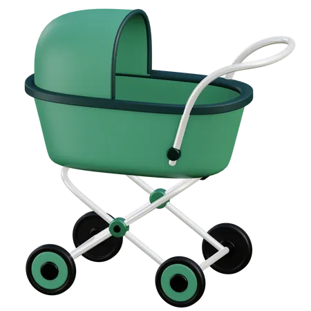 3 D Baby Stroller Illustration With Transparent Background Isolated Design 3D Icon