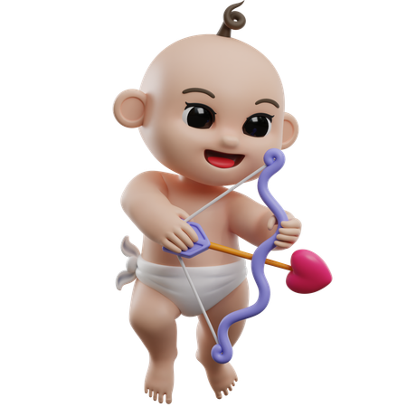 Baby With Bow And Arrow  3D Illustration